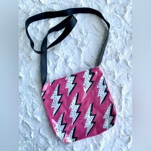 Pink Lightning Bolt Crossbody Bag hand painted